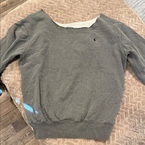 Gray Polo Sweatshirt with Logo (cut neck)